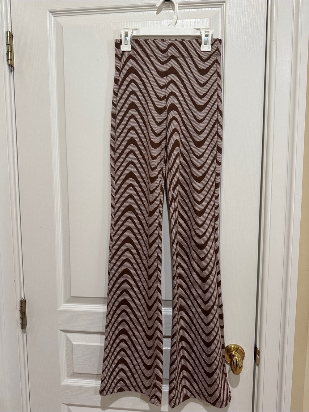 Urban Outfitters Brown & Beige Wavy Wide-Leg Pants